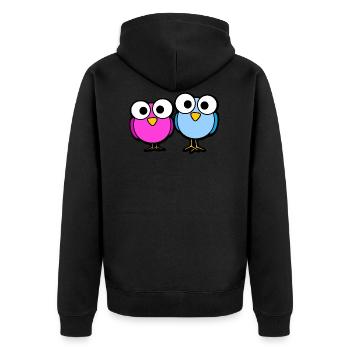Oiseaux Glubschaugen Cartoon doux - Veste à capuche bio Premium Unisexe - noir - Dos - Nico (187cm)