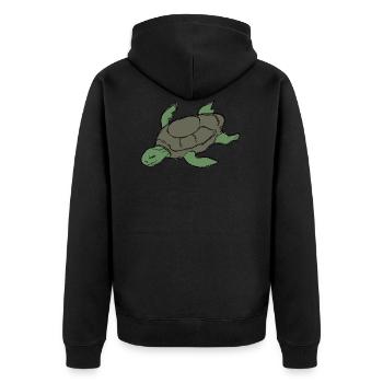 Tortoise - Unisex Premium Organic Zip Hoodie - black - Back - Nico (187cm)