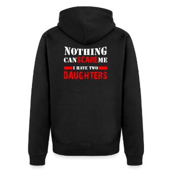 I'm afraid nothing - I have two daughters | father - Unisex Premium Organic Zip Hoodie - black - Back - Nico (187cm)