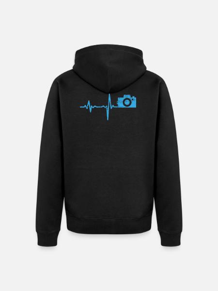 Gift heartbeat photographer camera - Unisex Premium Organic Zip Hoodie - black