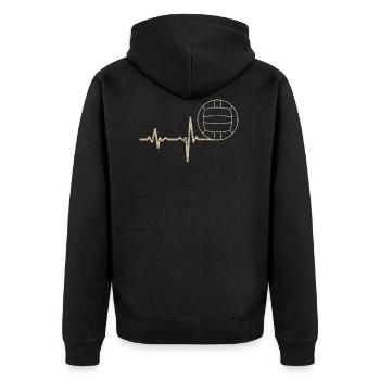 Geschenk Heartbeat Volleyball - Unisex Premium Bio Zip Hoodie - Schwarz - Hinten - Nico (187cm)