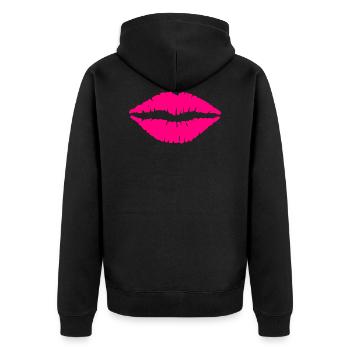 Lèvres kissing lèvres rose - Veste à capuche bio Premium Unisexe - noir - Dos - Nico (187cm)