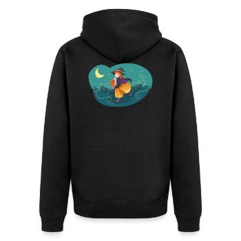 Witch Night Moon Cat - Unisex Premium Organic Zip Hoodie - black - Back - Nico (187cm)