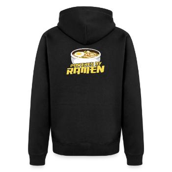 Lustiges Ramen Tshirt, Japanisches Essen - Unisex Premium Bio Zip Hoodie - Schwarz - Hinten - Nico (187cm)