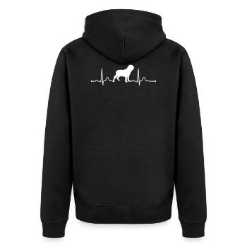 MASTINO NAPOLETANO heartbeat Herzschlag - Unisex Premium Bio Zip Hoodie - Schwarz - Hinten - Nico (187cm)
