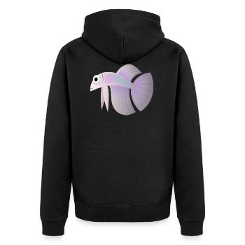 fish fish animal tiere1415 - Unisex Premium Bio Zip Hoodie - Schwarz - Hinten - Nico (187cm)