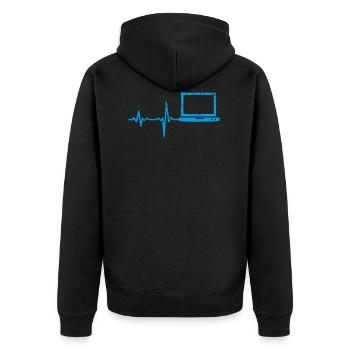 Geschenk Heartbeat Notebook PC - Unisex Premium Bio Zip Hoodie - Schwarz - Hinten - Nico (187cm)