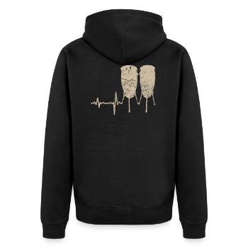 Geschenk Heartbeat Trommel Bongo - Unisex Premium Bio Zip Hoodie - Schwarz - Hinten - Nico (187cm)