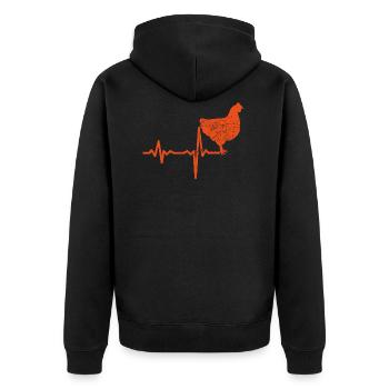Gift heartbeat chicken cock - Unisex Premium Organic Zip Hoodie - black - Back - Nico (187cm)