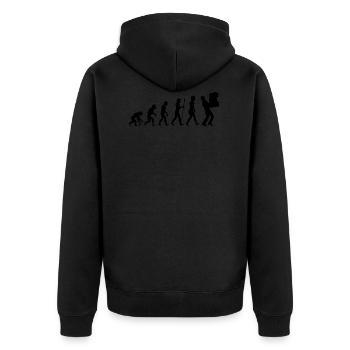 Evolution postman livraison de colis cadeau t-shirt - Veste à capuche bio Premium Unisexe - noir - Dos - Nico (187cm)