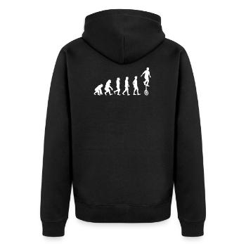 Evolution Einrad Geschenk Unicycle Einradfahrer - Unisex Premium Bio Zip Hoodie - Schwarz - Hinten - Nico (187cm)