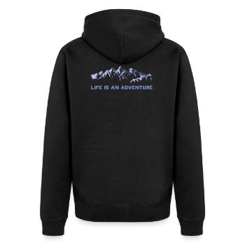 La vie est une aventure - Veste à capuche bio Premium Unisexe - noir - Dos - Nico (187cm)