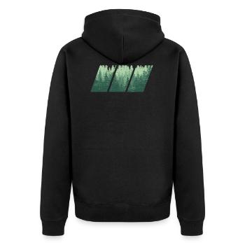 Wood - Unisex Premium Bio Zip Hoodie - Schwarz - Hinten - Nico (187cm)