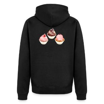 Muffins Törtchen Cupcake Süß Essen Geschenkidee - Unisex Premium Bio Zip Hoodie - Schwarz - Hinten - Nico (187cm)