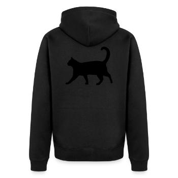 Stolze Katze - Unisex Premium Bio Zip Hoodie - Schwarz - Hinten - Nico (187cm)