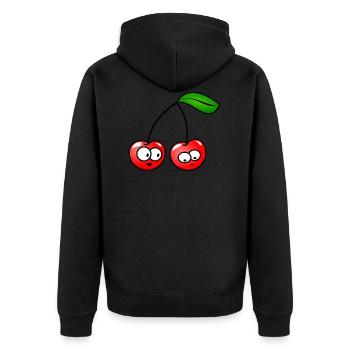 Die Kirschen - Unisex Premium Bio Zip Hoodie - Schwarz - Hinten - Nico (187cm)