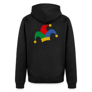 clown harlekin hofnarr kasper komiker narr witzbol - Unisex Premium Bio Zip Hoodie - Schwarz - Hinten - Nico (187cm)