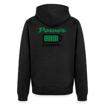 Power Complete... - Unisex Premium Bio Zip Hoodie - Schwarz - Hinten - Nico (187cm)