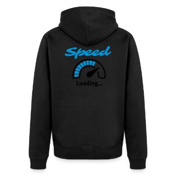 Speed Loading... - Unisex Premium Bio Zip Hoodie - Schwarz - Hinten - Nico (187cm)