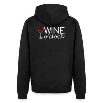 Wine o clock wine wine glass gift gift idea - Unisex Premium Organic Zip Hoodie - black - Back - Nico (187cm)