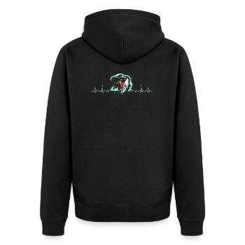 Herzschlag surfen - Unisex Premium Bio Zip Hoodie - Schwarz - Hinten - Nico (187cm)