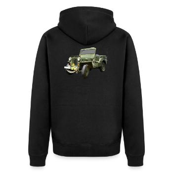 Willys Jeep Odtimer - Unisex Premium Bio Zip Hoodie - Schwarz - Hinten - Nico (187cm)
