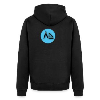 Symbol Icon Zirkel Dreieck Geodreieck - Unisex Premium Bio Zip Hoodie - Schwarz - Hinten - Nico (187cm)