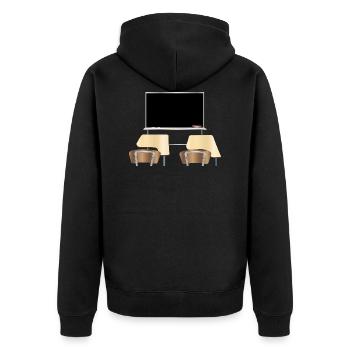 Klassenraum Schule Stuhl Tisch Stühle - Unisex Premium Bio Zip Hoodie - Schwarz - Hinten - Nico (187cm)