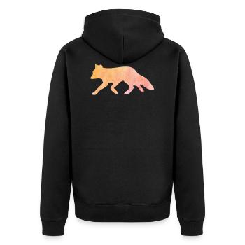 Fuchs Silhouette Wasserfarbe Geschenk T-Shirts - Unisex Premium Bio Zip Hoodie - Schwarz - Hinten - Nico (187cm)