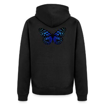 Black blue butterfly gift idea - Unisex Premium Organic Zip Hoodie - black - Back - Nico (187cm)