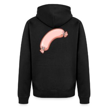 Wurst,esse,würstchen - Unisex Premium Bio Zip Hoodie - Schwarz - Hinten - Nico (187cm)