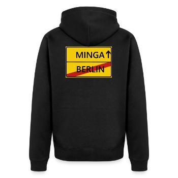 Minga Munich city sign gift gift idea - Unisex Premium Organic Zip Hoodie - black - Back - Nico (187cm)