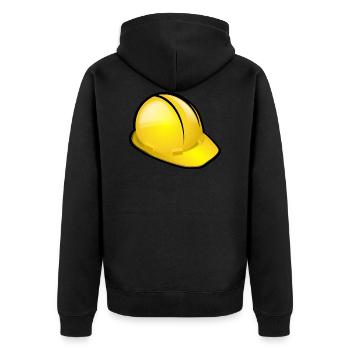 Schutz Helm - Unisex Premium Bio Zip Hoodie - Schwarz - Hinten - Nico (187cm)