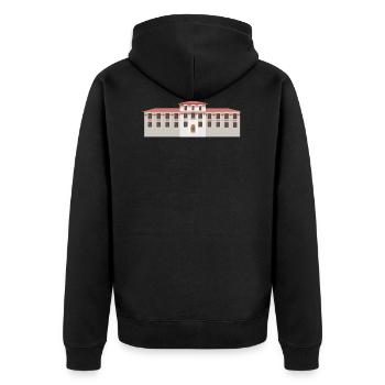 building house homes architektur haus gebaeude74 - Unisex Premium Bio Zip Hoodie - Schwarz - Hinten - Nico (187cm)