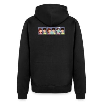 Eheleben 1 - Unisex Premium Bio Zip Hoodie - Schwarz - Hinten - Nico (187cm)