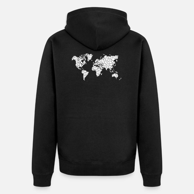 triangles Carte mappemonde Cadeau Voyage - Veste à capuche bio Premium Unisexe - noir