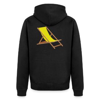Strand Sommer Sonne Liegestuhl Urlaub - Unisex Premium Bio Zip Hoodie - Schwarz - Hinten - Nico (187cm)