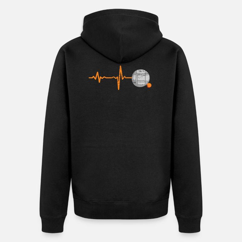 Cadeau Heartbeat Boule pétanque - Veste à capuche bio Premium Unisexe - noir