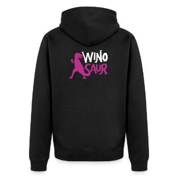 WineSaur Wine Drink Dino Vino Glass Wineglass Vine - Unisex Premium Organic Zip Hoodie - black - Back - Nico (187cm)