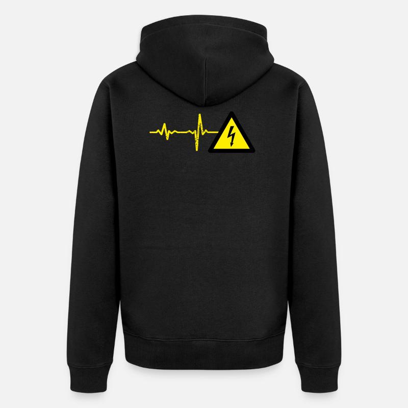 Geschenk Heartbeat Elektro - Unisex Premium Bio Zip Hoodie - Schwarz