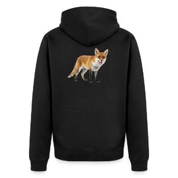 Fuchs - Unisex Premium Bio Zip Hoodie - Schwarz - Hinten - Nico (187cm)