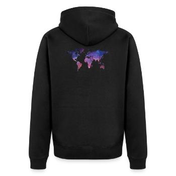 Welt Geschenk Kontinente Karte - Unisex Premium Bio Zip Hoodie - Schwarz - Hinten - Nico (187cm)