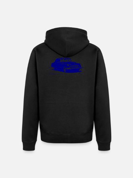 Old Timer in blau - Unisex Premium Bio Zip Hoodie - Schwarz