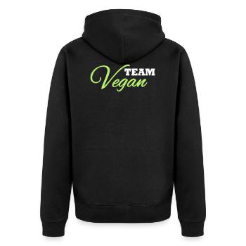 Team Vegan - Unisex Premium Bio Zip Hoodie - Schwarz - Hinten - Nico (187cm)