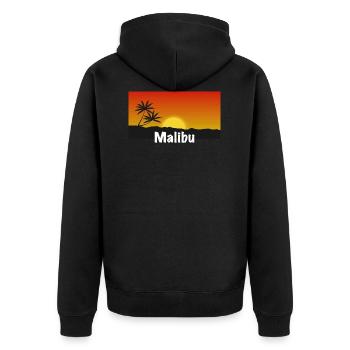 Malibu Shirt - Unisex Premium Bio Zip Hoodie - Schwarz - Hinten - Nico (187cm)