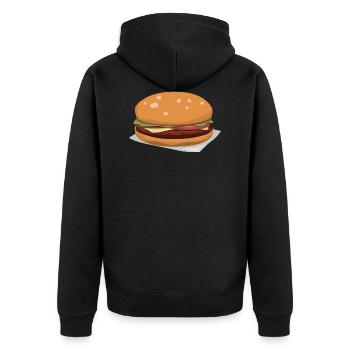 Leckerer Hamburger - Unisex Premium Bio Zip Hoodie - Schwarz - Hinten - Nico (187cm)