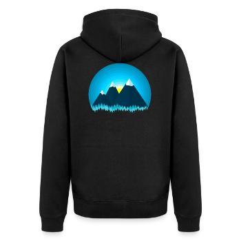 Montagnes de neige dans la forêt au coucher du soleil - Veste à capuche bio Premium Unisexe - noir - Dos - Nico (187cm)