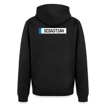 Sebastian Étiquette cadeau - Veste à capuche bio Premium Unisexe - noir - Dos - Nico (187cm)
