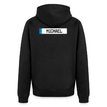 Michadel name tag gift - Unisex Premium Organic Zip Hoodie - black - Back - Nico (187cm)