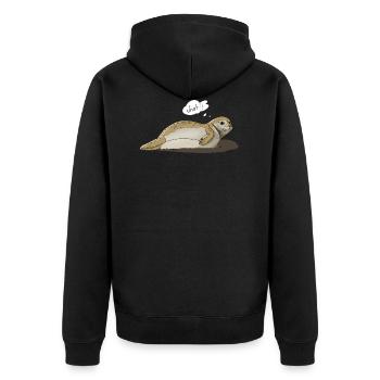 Robbe says what ?! - Unisex Premium Organic Zip Hoodie - black - Back - Nico (187cm)